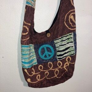 Rising International Brown‎ and Blue Tote Bag with Bohemian Design